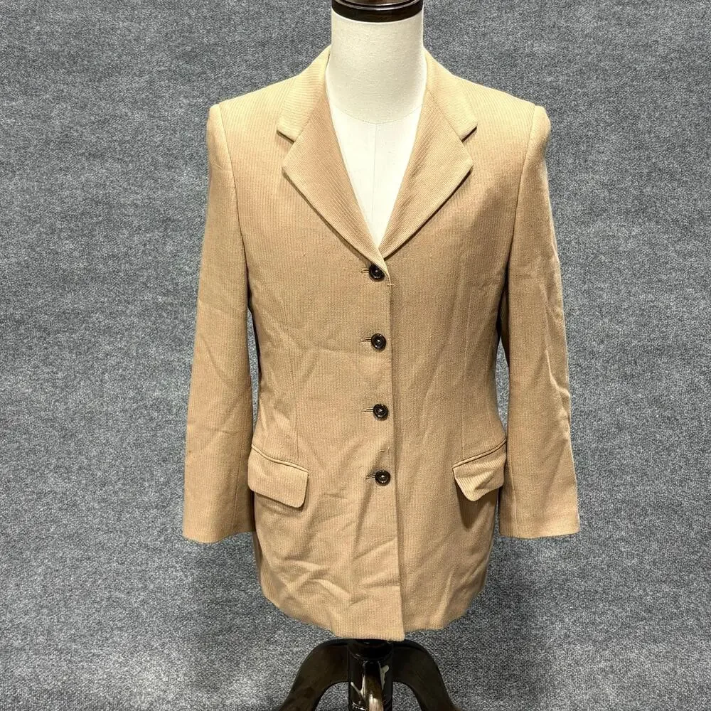 Isaia Blazer Mens IT 46 Beige Wool Elscheidt Stripe Made Italy Sport Coat Jacket